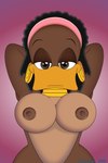 anthro beak black_hair breasts brown_eyes ear_piercing ear_ring female hair hands_behind_head looking_at_viewer nipples non-mammal_nipples piercing ring_piercing solo subarashi alfred_j._kwak_(series) winnie_(ajk) anatid anseriform avian bird duck 2:3 digital_media_(artwork) hi_res