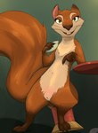 anthro female fluffy fluffy_tail fur genitals gesture hand_gesture inviting looking_at_viewer nude orange_body pointing pointing_at_self pussy semi-anthro simple_background smile solo spool tail noodlestoat the_nut_job andie mammal rodent sciurid tree_squirrel hi_res