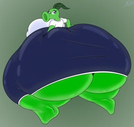 big_breasts big_butt big_nipples black_eyebrows blue_bottomwear blue_clothing blue_eyes blue_shorts bottomwear breasts butt butt_squish clothing eyebrows eyelashes female green_background green_body green_hair hair hand_on_butt hand_on_own_butt huge_breasts huge_butt huge_nipples huge_thighs hyper hyper_breasts hyper_butt hyper_thighs leaf leaf_arms leaf_hair looking_at_viewer looking_back looking_back_at_viewer nipple_outline nipples not_furry plant plant_hair pseudo_hair rear_view shirt shorts simple_background siphon_(anatomy) solo squish thick_thighs tight_clothing topwear white_clothing white_shirt white_topwear xxcontinentalxx electronic_arts plants_vs._zombies popcap_games elisa_(reathe) elemental_creature elemental_humanoid flora_fauna humanoid peashooter_(pvz) plant_humanoid 2025 absurd_res colored digital_media_(artwork) hi_res signature