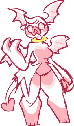 3_fingers 3_toes anthro big_nose blush blush_stickers breasts butt_wings dipstick_tail featureless_breasts featureless_crotch feet female fingers fur halo head_tuft head_wings heart_nose heart_symbol long_tail looking_at_viewer markings multicolored_body multicolored_fur multicolored_tail no_pupils nude pink_body pink_eyes pink_fur pink_nose pupils simple_background smile solo spade_tail tail tail_markings toes tuft unusual_pupils unusual_wing_placement white_background white_body white_fur white_pupils wings conditional_dnp irootie heartthrob_cafe venus_(irootie) bat leaf-nosed_bat mammal microbat yangochiropteran full-length_portrait hi_res portrait
