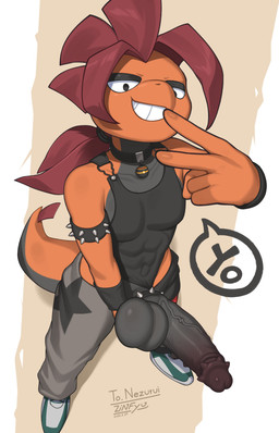 5_fingers abs accessory anthro armband balls big_balls big_penis biped black_balls black_clothing black_eyes black_glans black_penis black_shirt black_topwear bottomwear clothed clothed_anthro clothed_male clothing cock_ring countershade_torso countershading dialogue erection fingernails fingers footwear foreskin front_view genitals glans grey_bottomwear grey_clothing grey_pants grin hair holding_penis humanoid_genitalia humanoid_penis jewelry looking_at_viewer luxury_ball male nails navel necklace orange_body orange_skin orange_tail pants penis penis_accessory penis_jewelry pokeball red_hair retracted_foreskin shirt shoes simple_background smile smooth_balls solo speech_bubble spiked_armband spiked_cock_ring spikes standing tail teeth text topwear vein veiny_penis zinfyu nintendo pokemon kisei_(nezuruiart) generation_5_pokemon pokemon_(species) scrafty 2026 absurd_res dated digital_drawing_(artwork) digital_media_(artwork) english_text hi_res signature