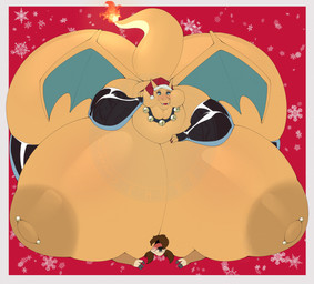 2_horns 4_fingers anthro areola arms_bent armwear barbell_piercing bell bell_collar big_areola big_breasts big_butt big_cheeks big_nipples black_armwear black_clothing black_collar black_elbow_gloves black_eyebrows black_gloves black_handwear black_legwear black_thigh_highs blue_eyes blue_eyeshadow blue_wings blush blushing_profusely border breast_squish breasts brown_areola brown_body brown_fur brown_hair brown_nipples butt christmas_clothing christmas_headwear claws closed_smile clothed clothed_anthro clothed_female clothing collar crossgender duo elbow_gloves eyebrows eyeshadow fangs female female_anthro fingers fire flaming_tail fur gloves hair half-closed_eyes hand_on_own_breast hand_on_own_face handwear hat headgear headwear holidays horn huge_areola huge_breasts huge_butt hyper hyper_breasts hyper_butt interspecies larger_anthro larger_female latex latex_clothing latex_gloves latex_handwear latex_legwear latex_thigh_highs legwear light lips logo long_hair long_tail looking_down looking_down_at_partner lying makeup male male/female male_anthro membrane_(anatomy) membranous_wings mouth_closed mtf_crossgender multicolored_body multicolored_fur multicolored_tail nails narrowed_eyes nipple_barbell nipple_piercing nipples obese obese_anthro obese_female on_front orange_body orange_horn orange_skin overweight overweight_anthro overweight_female piercing puffy_areola red_background red_claws red_clothing red_hat red_headwear red_lips santa_hat simple_background size_difference smaller_anthro smaller_male smile snowflake squish tail teeth thick_bottom_lip thigh_highs white_border wide_hipped_anthro wide_hipped_female wings yellow_tail lyratrchubby christmas nintendo pokemon fan_character sheriffzard_(character) tyler_(sheriffzard) cervine charizard deer generation_1_pokemon mammal pokemon_(species) 2023 artist_logo colored digital_drawing_(artwork) digital_media_(artwork) english_description hi_res lighting shaded