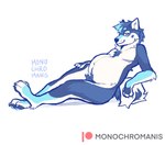 andromorph anthro belly big_belly body_hair canid canine happy happy_trail hi_res indigo_(watergami) intersex mammal mastectomy_scar monochromanis pose pregnant pregnant_andromorph pregnant_anthro pregnant_intersex pubes scar sitting solo trans_(lore) trans_man_(lore)