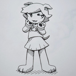 alternate_species anthro asian_clothing clothing east_asian_clothing female japanese_clothing japanese_school_uniform school_uniform serafuku solo star star_on_clothing uniform 90percentdenny 90_percent_studios drawtober purrfect_apawcalypse coco_grimalkin canid canine canis domestic_dog mammal 1:1 2022 hi_res