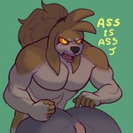 abs ambiguous_gender anthro big_butt brown_body brown_fur brown_hair butt dialogue duo floppy_ears fur green_background grey_body grey_fur hair half-closed_eyes huge_butt humor male male/ambiguous multicolored_body multicolored_fur muscle_tone muscular muscular_anthro muscular_male narrowed_eyes nude open_mouth orange_sclera pecs simple_background text thick_thighs two_tone_body two_tone_fur wide_hips diadorin davey_(diadorin) nugget_(diadorin) bird_dog canid canine canis cocker_spaniel domestic_dog hunting_dog mammal murid murine rat rodent spaniel 1:1 2020 absurd_res english_text hi_res meme trans_(lore) trans_woman_(lore)