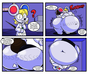 air_inflation anthro butt female floating inflation nerd potion presenting presenting_hindquarters science solo text puppypuffs animal_crossing nintendo petri_(animal_crossing) house_mouse mammal mouse murid murine rodent comic english_text hi_res