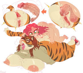 ahegao anal anal_penetration anthro anthro_penetrated anus balls big_anus big_breasts big_penis blush bodily_fluids breast_size_difference breasts close-up clothing drooling duo erection eye_roll eyewear female female_anthro female_penetrated finger_fetish finger_in_mouth finger_play fingers fish_hooking footwear genitals glasses gynomorph gynomorph/female gynomorph_humanoid gynomorph_penetrating gynomorph_penetrating_female huge_breasts humanoid_genitalia humanoid_on_anthro humanoid_penetrating humanoid_penetrating_anthro humanoid_penis intersex intersex/female intersex_humanoid intersex_penetrating intersex_penetrating_female larger_penetrated larger_sub looking_pleasured lying on_front overweight penetration penile penile_penetration penis penis_in_ass saliva sex shirt_up shoes shortstack shortstack_gynomorph shortstack_intersex simple_background size_difference submissive sweat sweaty_balls sweaty_genitalia tongue tongue_out vulva roly felid humanoid mammal pantherine tiger 2017 digital_media_(artwork) hi_res