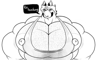 anthro areola beak big_areola big_muscles big_nipples big_pecs black_eyebrows black_facial_hair black_horn black_speech_bubble body_hair chest_hair clothing deltoids eyebrows facial_hair grumpy hair hairy head_tilt horn huge_areola huge_muscles huge_pecs hyper hyper_muscles hyper_pecs male manly muscular muscular_anthro muscular_male narrowed_eyes nipple_dip nipples no_irises pecs pointy_ears puffy_nipples restricted ringed_horn shirt short_hair solo stained_clothing stained_shirt talking_to_viewer tank_top text thick_eyebrows thick_neck tight_clothing tight_tank_top topwear trapezius triceps unsigned white_sclera white_text addylizardog mythology sean_(addylizardog) avian gryphon mythological_avian mythological_creature 2023 bust_portrait digital_drawing_(artwork) digital_media_(artwork) english_text greyscale hi_res line_art monochrome portrait