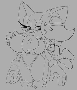 anthro big_breasts bite biting_lip bodysuit breast_play breasts camel_toe clothing duo embarrassed female female_anthro floating huge_breasts male male/female skinsuit smug_face tight_clothing wedgie elmer_galarga sega sonic_the_hedgehog_(series) sonic_x bokkun rouge_the_bat bat mammal animated