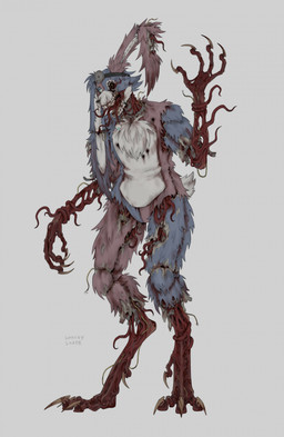3_toes anthro blood blue_body bodily_fluids bullet_hole bullet_wound claws corpse digitigrade dirt dirty exposed_muscle featureless_chest featureless_crotch feet finger_claws gore grey_back horror_(theme) machine male male_anthro open_mouth pink_body scary simple_background solo standing toe_claws toes white_body wounded spookyshape animatronic lagomorph leporid mammal rabbit robot robot_anthro undead zombie hi_res nonbinary_(lore)