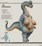 anthro areola biped breasts chart elderly elderly_female feet female genitals macro mature_female montgomery_glands navel non-mammal_breasts non-mammal_navel nude overweight overweight_anthro overweight_female pussy sagging_breasts size_chart solo tail teeth text toes upai breana_(upai) brachiosaurid brachiosaurus dinosaur prehistoric_species reptile sauropod sauropodomorph scalie english_text hi_res model_sheet