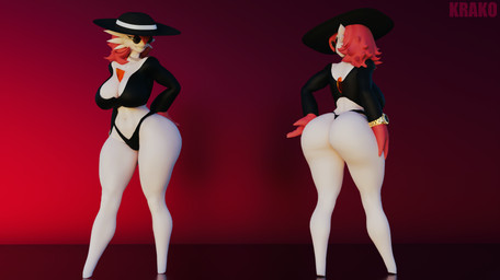 big_breasts big_butt breasts butt clock clothed clothing costume curvy_figure eyewear fedora female gold_(metal) gold_jewelry gold_watch hair hat headgear headwear jewelry necklace not_furry orange_eyes partially_clothed pink_hair simple_background small_waist smile sunglasses sunglasses_on_face thong underwear voluptuous voluptuous_anthro watch white_body wide_hips krako warfaremachine_(modeler) nintendo pokemon buchona_(krako) warfare_gardevoir gardevoir generation_3_pokemon humanoid mammal pokemon_(species) 3d_(artwork) absurd_res blender_(artwork) blender_cycles_(artwork) digital_media_(artwork) hi_res wallpaper