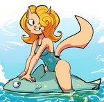 2019 animal_pool_toy anthro arm_support big_breasts big_eyes biped black_nose blonde_hair blue_clothing blue_sky blue_swimwear breasts clothed clothed_anthro clothed_female clothing cloud curled_hair day dbaru digital_drawing_(artwork) digital_media_(artwork) domestic_cat extended_arms eyelashes felid feline felis female female_anthro fingers fur glistening glistening_hair hair leaning leaning_forward long_hair looking_at_viewer mammal missy_(triatelx) no_irises on_pool_toy one-piece_swimsuit outside partially_submerged pink_inner_ear prick_ears pupils shadow sitting sky small_nose smile smiling_at_viewer solo swimwear tail tan_body tan_fur teeth thick_thighs three-quarter_view water white_clouds wide_hips