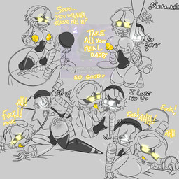 big_breasts breast_grab breasts clothing dialogue doggystyle duo female from_behind_position hand_on_breast hat headgear headwear heart_symbol machine male male/female mechanical_arm mechanical_leg moan not_furry sex tail text tongue tongue_out white_eyes yellow_eyes taika_artsv glitch_productions murder_drones n_(murder_drones) v_(murder_drones) android disassembly_drone humanoid robot robot_humanoid tailed_humanoid worker_drone 1:1 english_text hi_res