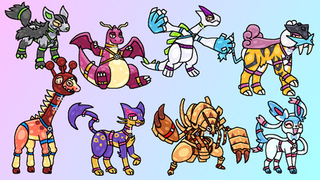 antennae_(anatomy) anthro biped black_body black_fur black_tail blue_body blue_clothing blue_collar blue_ears blue_fur blue_gloves blue_handwear blue_harness blue_tail blush blush_lines brown_antennae brown_body brown_claws claws clothing collar eyes_closed fangs feral fur fur_markings gloves green_body green_claws green_harness green_inner_ear green_tail grey_body grey_ears grey_fur handwear happy harness hooves horn infinity_symbol markings multicolored_body multicolored_ears orange_body orange_harness ossicone pink_ears pink_harness pink_inner_ear pink_nose pink_tail pink_wings purple_body purple_ears purple_fur purple_tail quadruped red_body red_harness red_hooves ribbons_(anatomy) sabertooth_(anatomy) smile spikes spikes_(anatomy) symbol tail tail_markings tan_body tan_tail teeth two_tone_ears white_claws wings yellow_body yellow_fur squeakitties nintendo pokemon rubbermon dragonite eeveelution farigiraf generation_1_pokemon generation_2_pokemon generation_3_pokemon generation_5_pokemon generation_6_pokemon generation_7_pokemon generation_9_pokemon golisopod legendary_pokemon liepard lugia mightyena pokemon_(species) raikou sylveon 16:9 2024 hi_res widescreen