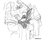 accessory armor bed_sheet bedding clothing duo eyes_closed fangs female fused_shadow hair_accessory headgear headwear helmet holding_character long_ears markings sharp_teeth short_stack sleeping solo_focus teeth nauskills nintendo the_legend_of_zelda twilight_princess link midna human imp mammal monochrome sketch