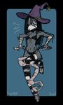 2023 american_opossum anthro arm_wraps artist_name bikini bikini_bottom bikini_top black_bikini black_bikini_bottom black_bikini_top black_clothing black_hair black_swimwear clothed clothed_anthro clothed_female clothing digital_drawing_(artwork) digital_media_(artwork) female female_anthro fingers footwear front_view full-length_portrait fur grey_body grey_fur hair hat headgear headwear hi_res legwear long_hair mammal marsupial messy_hair navel pattern_clothing pattern_legwear pattern_stockings pattern_thigh_highs portrait purple_clothing purple_hat purple_headwear simple_background skimpy slim slim_anthro slim_female small_waist solo stockings striped_clothing striped_legwear striped_stockings striped_thigh_highs stripes swimwear tail thigh_highs two-piece_swimsuit white_face witch_hat wraps zzzilart