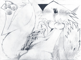 animal_genitalia animal_penis anthro bodily_fluids breasts canine_genitalia canine_penis cum cum_on_tongue cum_string genital_fluids genitals gynomorph intersex medium_breasts penis solo tongue lovelynezu canid canine canis mammal wolf 4:3 hi_res traditional_media_(artwork)
