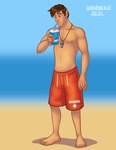 anthro athletic barefoot beach beverage bottomwear clothed clothing ear_expansion ear_transformation expansion feet fingers hair happy humanoid_pointy_ears imminent_transformation latex lifeguard male nipples oblivious pale_skin pointy_ears potion seaside simple_background smile solo species_transformation toes transformation transformation_potion unaware_transformation hornbuckle kaiko_(kaikotheshark) fish human mammal marine shark 2021 digital_drawing_(artwork) digital_media_(artwork)