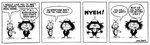 4_arms 4_panel_comic anthro bow_ribbon clothing dialogue duo front_view hat headgear headwear humor looking_at_viewer male multi_arm multi_limb simple_background suit tongue tongue_out jim_davis_(artist) gnorm_gnat_(series) jim_davis public_domain drac_webb gnorm_gnat_(character) arachnid arthropod gnat insect spider 1973 20th_century absurd_res ancient_art comic hi_res monochrome