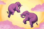 ambiguous_gender cloud duo feral floating pink_body sky smile tail tail_tuft trunk tuft tusks drawfee nathan_yaffe disney dumbo_(movie) pink_elephant_(dumbo) elephant elephantid mammal proboscidean hi_res