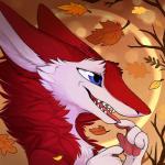 blue_eyes fur male open_mouth red_body red_fur solo teeth tongue white_body white_fur aseethe cassius_(oldmancassius) sergal 1:1 2017 digital_media_(artwork)