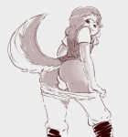 anthro anus backsack balls bottomwear bottomwear_down butt clothed clothing femboy fur genitals male mooning pants pants_down partially_clothed perineum presenting presenting_hindquarters raised_tail rear_view simple_background smile solo tail teasing undressing smekbo latchkey_kingdom luke_(latchkey_kingdom) yuman