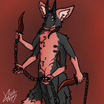 2_tails 4_arms 4_nipples 5_fingers 6_horns anthro black_body black_fur dagger divine_beast fingers fur horn malachar_(divine_wars) male melee_weapon multi_arm multi_horn multi_limb multi_nipple multi_tail nipples red_body red_fur solo tail weapon voidryes canid canine canis domestic_cat felid feline felis mammal maned_wolf wolf hi_res