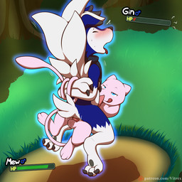 anal anal_penetration animal_genitalia anthro balls bdsm blush bodily_fluids bondage bound butt claws clothing cowgirl_position duo erection fangs feet from_front_position fur gameplay_mechanics genital_fluids genitals gui hair health_bar male male/male male_on_bottom male_penetrated male_penetrating male_penetrating_male nude on_bottom on_top open_mouth penetration penile penile_penetration penis precum sex tail tapering_penis teeth text toe_claws tongue tongue_out white_body white_fur vitrex nintendo pokemon gin2_(silverzero) generation_1_pokemon generation_7_pokemon legendary_pokemon lycanroc mew_(pokemon) midnight_lycanroc pokemon_(species) 1:1 digital_media_(artwork) hi_res url