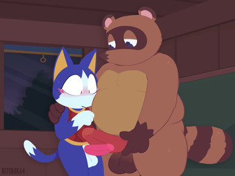 anthro anthro_on_anthro balls belly belly_in_face big_penis blush bottomless bottomless_anthro bottomless_male clothed clothing duo erection frottage genitals grinding hug inside_train looking_at_genitalia looking_at_penis male male/male male_anthro nude nude_anthro nude_male obese overweight overweight_anthro overweight_male partially_clothed pattern_clothing pattern_topwear penile penis penis_size_comparison penis_size_difference penises_touching sex size_difference standing standing_sex topwear train vehicle bitebox64 animal_crossing nintendo rover_(animal_crossing) tom_nook_(animal_crossing) canid canine domestic_cat felid feline felis mammal raccoon_dog tanuki 2022 animated hi_res loop short_playtime sound video