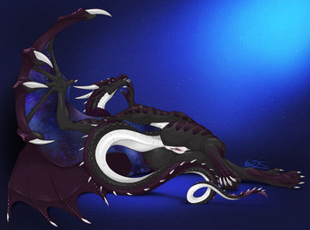 anus black_body black_wings blue_eyes bodily_fluids butt claws cosmic_background crossgender curling_toes feet female female_feral feral finger_claws genital_fluids genitals horn long_neck looking_at_viewer looking_back looking_back_at_viewer lying multicolored_body multicolored_tail multicolored_wings on_side presenting presenting_hindquarters presenting_vulva purple_body purple_feet purple_scutes purple_wings scar scuted_face scuted_legs scuted_tail scutes seducing_viewer solo spikes spikes_(anatomy) star starry_background starry_wings tail tail_scar toe_claws vaginal_fluids vulva wing_claws wings nitrods european_mythology mythology wings_of_fire dreamhunter_(philhd) fan_character dragon mythological_creature mythological_scalie nightwing_(wof) scalie western_dragon 2025 signature