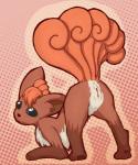 anus brown_body brown_fur female feral fur genitals multi_tail paws presenting pussy raised_tail solo tail worried wheezykb nintendo pokemon canid canine generation_1_pokemon mammal pokemon_(species) vulpix