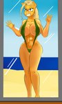 anthro beach big_breasts bikini bodily_fluids breasts butt clothing drooling female one-piece_swimsuit saliva seaside sling_bikini solo swimwear two-piece_swimsuit window lazulito friendship_is_magic hasbro my_little_pony 00284_(character) equid equine horse mammal pony 3:5 absurd_res hi_res