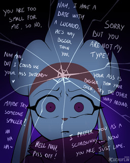 anthro bodily_fluids dialogue femboy fur humiliation looking_at_viewer male mind_break penis_humiliation profanity red_eyes small_penis_humiliation solo tears text white_body white_fur cuchuflin nintendo pokemon cinder_(cuchuflin) generation_8_pokemon pokemon_(species) raboot 2025 absurd_res comic english_text hi_res