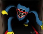 black_eyes blue_body blue_fur doll fangs fur looking_at_viewer male nightmare_fuel not_furry possessed_inanimate sharp_teeth solo soul_devouring_eyes teeth yellow_body yellow_skin rwgn mob_entertainment poppy_playtime huggy_wuggy animate_inanimate living_doll wuggy_(poppy_playtime) absurd_res hi_res