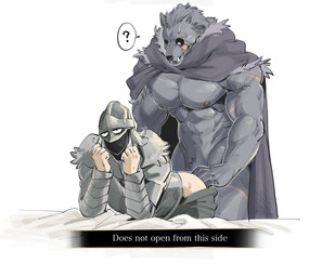 abs annoyed anthro armor assisted_exposure bent_over big_muscles big_pecs bodily_fluids bottomwear bottomwear_pull cloak clothing clothing_pull duo facial_scar fur grey_body grey_fur headgear helmet humor interspecies male male/male mostly_nude muscular muscular_anthro muscular_male nipples pants pants_pull pecs question_mark scar simple_background surprised sweat sweatdrop text white_background 1500jiangbao elden_ring fromsoftware blaidd_(elden_ring) tarnished_(elden_ring) canid canine canis human mammal wolf 2024 digital_drawing_(artwork) digital_media_(artwork) english_text hi_res