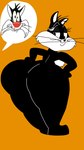 ambiguous_gender anthro big_butt butt duo female simple_background smile fandomjdbx pussycat-pussycat looney_tunes the_looney_tunes_show warner_brothers penelope_pussycat sylvester_(looney_tunes) domestic_cat felid feline felis mammal hi_res