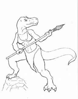 3_fingers anthro biped bottomwear breasts clothed clothed_anthro clothed_female clothing digitigrade female female_anthro fingers holding_melee_weapon holding_object holding_polearm holding_spear holding_weapon loincloth looking_aside melee_weapon non-mammal_breasts polearm simple_background small_breasts solo spear three-quarter_view weapon white_background wide_stance crimsonsquirrel dinosaur prehistoric_species reptile saurischian scalie theropod tyrannosaurid tyrannosauroid tyrannosaurus 2007 black_and_white digital_drawing_(artwork) digital_media_(artwork) line_art monochrome