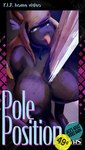 anthro big_breasts black_body black_fur blonde_hair breasts dancing female fur hair nipples pole pole_between_breasts pole_dancing solo text tongue radvengence equid equine horse mammal english_text hi_res