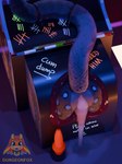 3:4 3d_(artwork) absurd_res after_sex anthro arcade arcade_machine arthwr balls bdsm big_dildo blue_eyes bodily_fluids bondage bound butt buttplug cheek_tuft cum cum_from_ass cum_in_ass cum_inside cum_pool digital_media_(artwork) dildo directional_arrow dripping dungeonfox english_text excessive_cum excessive_genital_fluids facial_tuft felid feline forced fur fur_markings genital_fluids genitals graffiti grey_body grey_fur hi_res hybrid inner_ear_fluff knotted_dildo large_toy leaking leaking_cum leopard_spots long_tail lynx male male_anthro mammal marker markings nude pantherine penile_spines penis penis_backwards pens plug_(sex_toy) plug_after_use plug_when_not_in_use public_use restraints sex_toy sex_toy_background snow_leopard solo spots spotted_body spotted_fur stuck tail tail_bondage tail_tied tally_marks text through_wall tuft western_tally_marks writing_utensil