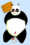 anthro balls black_body black_fur black_nose blush book erection fur genitals kemono male overweight overweight_male penis simple_background small_penis solo white_body white_fur unknown_artist ranma_1/2 genma_saotome bear giant_panda mammal 2007