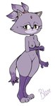 anthro blush bodily_fluids breasts clothing female fur genitals gloves handwear legwear navel nipples purple_body purple_fur purple_nipples pussy shy slim solo stockings sweat sweatdrop wide_hips alekoin sega sonic_the_hedgehog_(series) blaze_the_cat domestic_cat felid feline felis mammal hi_res