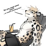 abs anthro beach_chair biceps biped fur looking_at_viewer male markings muscular muscular_anthro muscular_male pecs sitting solo spots spotted_body spotted_fur kojiray felid leopard mammal pantherine 1:1 2024 hi_res