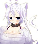 bent_wrist clothing collar female fur hair inner_ear_fluff looking_at_viewer open_mouth simple_background solo tail tuft white_background white_body white_ears white_fur white_hair white_inner_ear_fluff white_tail young mofuaki animal_humanoid cat_humanoid felid felid_humanoid feline feline_humanoid humanoid mammal mammal_humanoid 2012