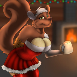 anthro brown_body brown_fur christmas_decorations christmas_lights clothed clothing crossdressing eggnog fireplace fluffy fluffy_tail food fruit fur green_eyes hair holidays male melon plant solo tail white_hair nauticalcanine christmas francis_n_stein mammal patchwork_creature rodent sciurid tree_squirrel 1:1 hi_res