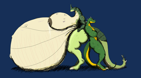 anthro belly big_belly big_breasts big_butt bodily_fluids breasts butt duo female horn huge_belly huge_breasts huge_butt hyper hyper_belly hyper_breasts kick lactating male male/female pregnant pregnant_anthro pregnant_female scar spiked_tail spikes spikes_(anatomy) spines stretch_marks tail thagomizer vwpologt alien lizard reptile scalie absurd_res hi_res