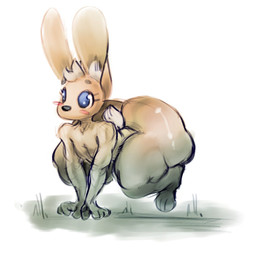 anthro big_butt big_ears blush blush_stickers butt crouching eyelashes femboy huge_butt male scut_tail short_tail solo tail thick_thighs wide_hipped_anthro wide_hipped_male wide_hips zomerous_(artist) lagomorph leporid mammal rabbit 2024 digital_media_(artwork) hi_res
