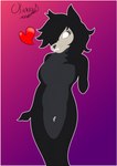 anthro black_body black_hair bone border breasts featureless_breasts featureless_crotch female front_view gradient_background hair hair_over_eye hand_on_chest heart_symbol looking_at_viewer multicolored_body no_pupils nude one_eye_obstructed purple_background simple_background skull skull_head solo teeth thigh_gap two_tone_body white_border bestiademimbre scp_foundation scp-1471-a absurd_res hi_res portrait signature three-quarter_portrait