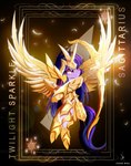 armor arrow_(weapon) blue_body bow_(weapon) cloth_(saint_seiya) cosplay crossover_cosplay cutie_mark feathers female feral flying glowing gold_(metal) hair horn multicolored_hair pink_hair purple_eyes purple_hair ranged_weapon simple_background solo spread_wings text weapon wings zidanemina friendship_is_magic hasbro my_little_pony mythology saint_seiya western_zodiac sagittarius_(zodiac) twilight_sparkle_(mlp) equid equine mammal mythological_creature mythological_equine winged_unicorn 2021 absurd_res crossover english_text hi_res signature