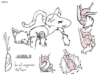 anal anal_penetration anthro blush bodily_fluids cardiophilia cum cumshot ejaculation genital_fluids genitals ghost_sex heart_(organ) intangible male markings organs penetration penis sex spots spotted_body squeezing tentacles text wafas domestic_cat felid feline felis ghost mammal spirit
